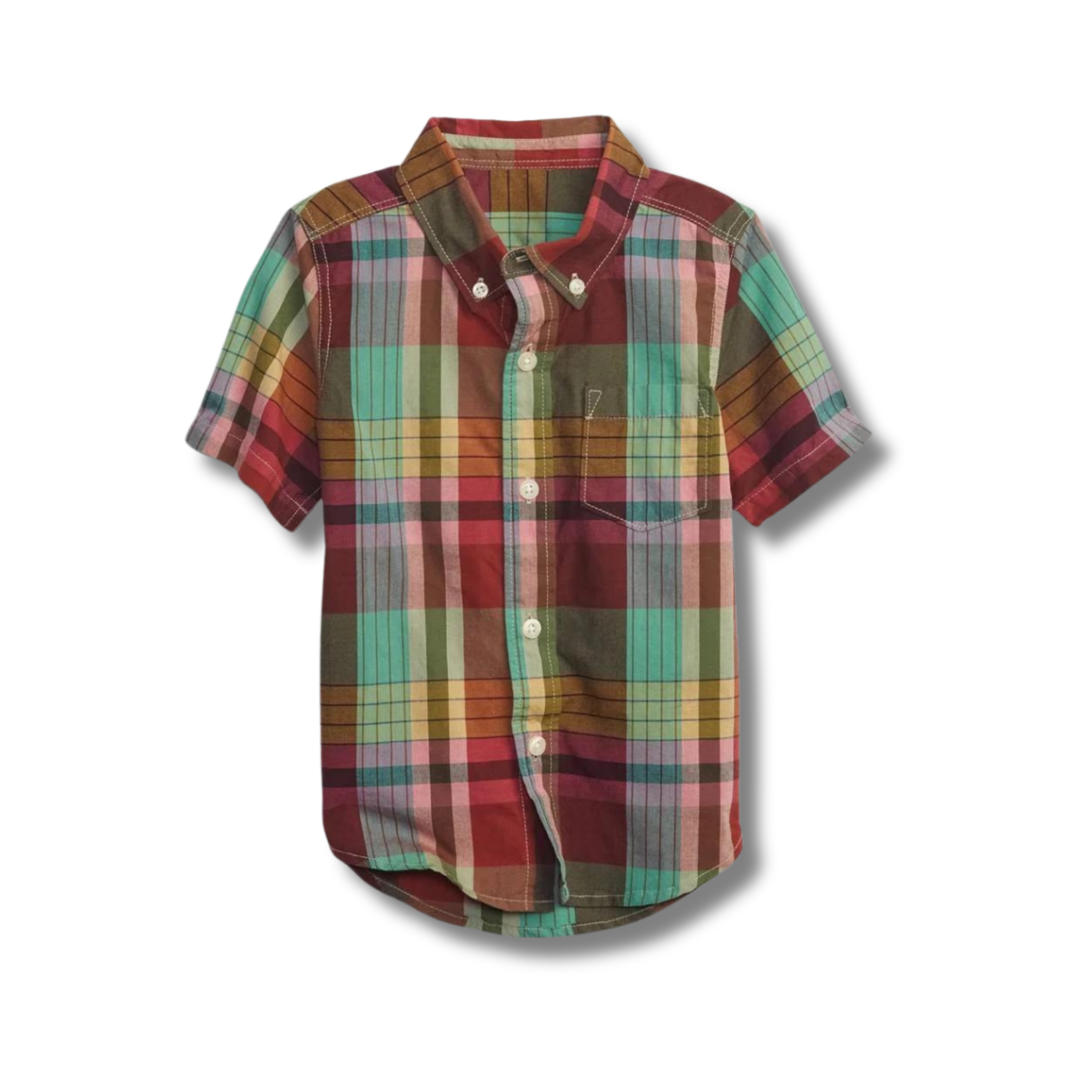 Gap Multi Stripe Short Sleeve Button Down Shirt