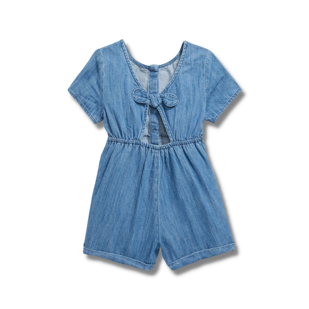 Old Navy Button-Front Chambray Utility Romper for Toddler Girls